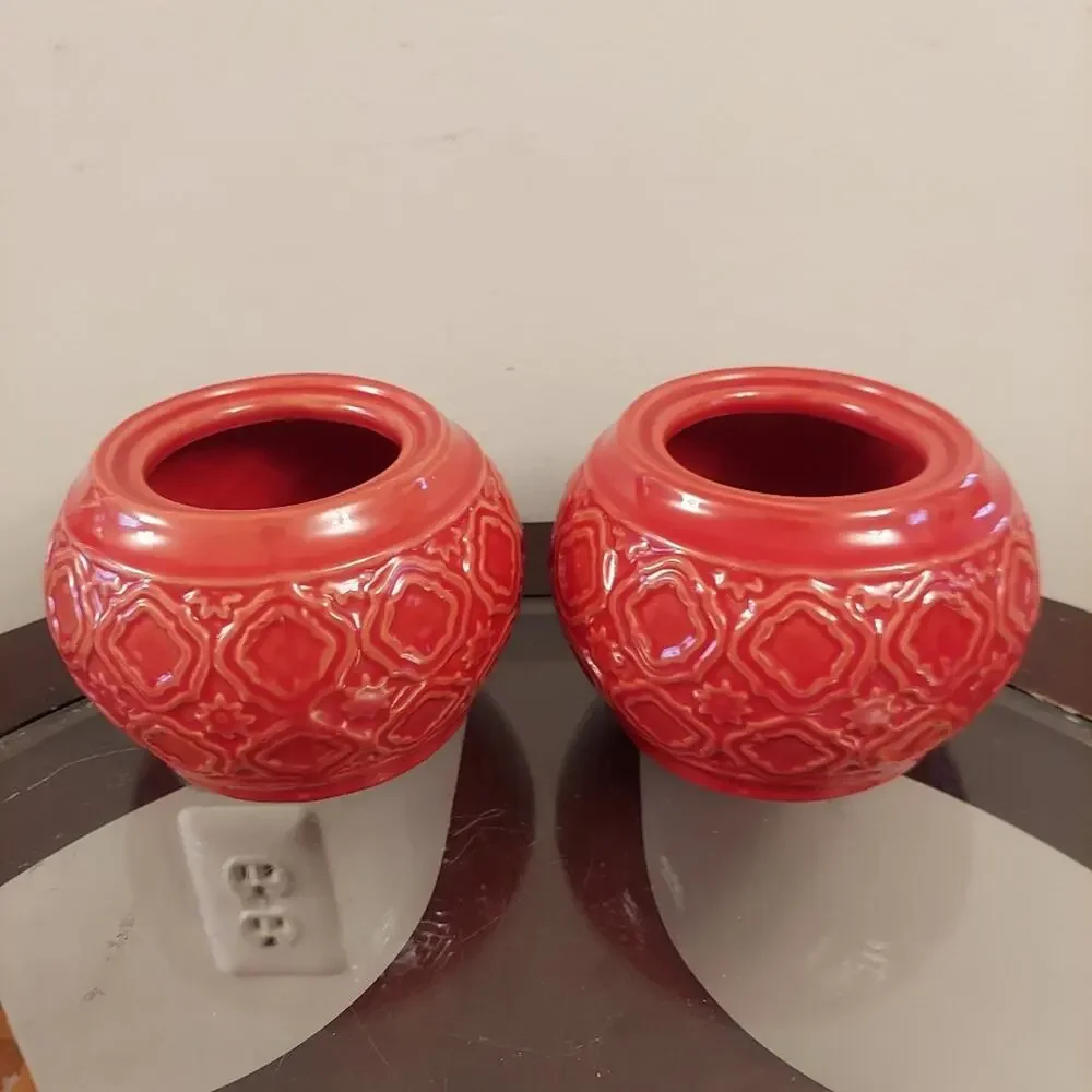 Mid Century Red Ceramic Geometric 4